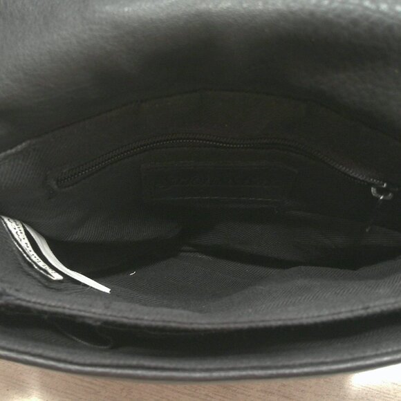 St. John's Bay Vintage Minimalist Black Leather crossbody Silver Toned Hardware - Picture 6 of 11